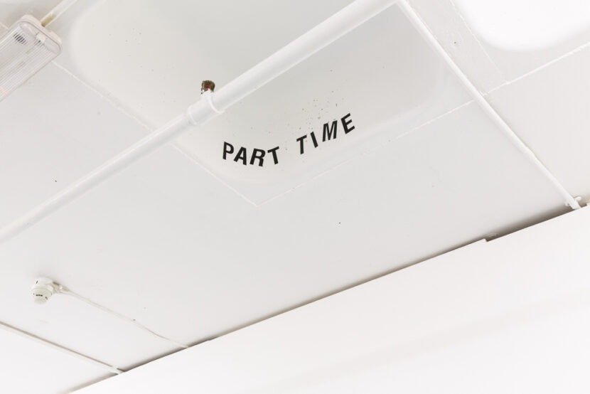 "Part time" vinal stickers on the ceiling