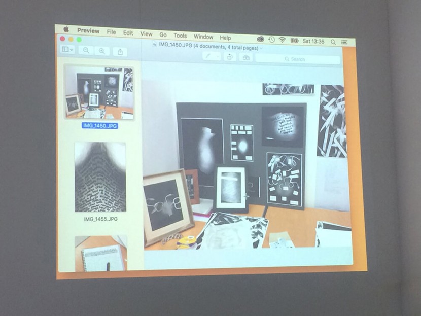 a photograph of a set up projected onto a wall