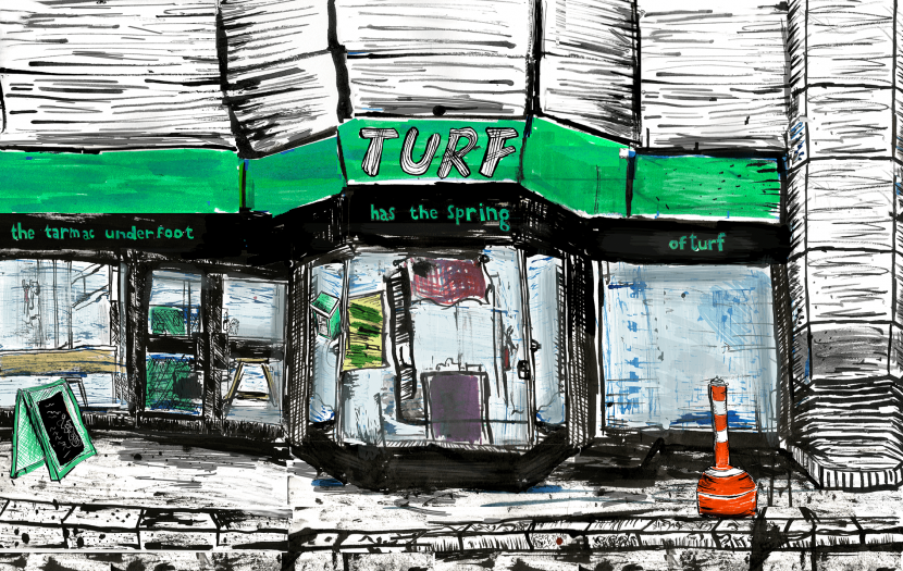 An illustration detailing the second TURF building located behind central shopping centre