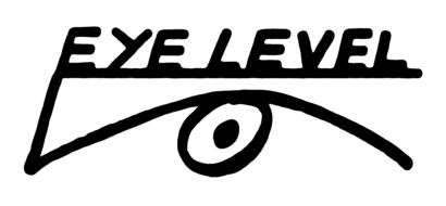 the title image for 'eye level'. the words 'eye level' can be seen in capital letters above a stylised drawing of an eye