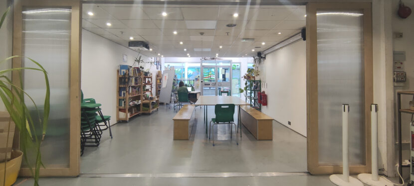 View of the Turf front workspace from midpoint of the space