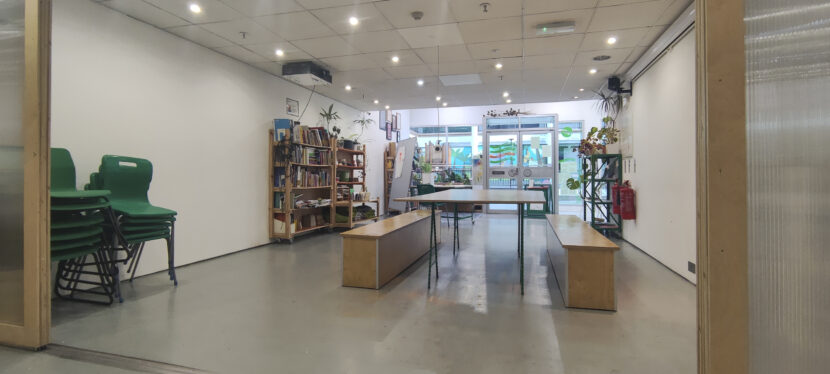 View of the Turf front workspace from midpoint of the space